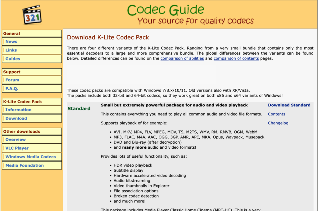 K-Lite Codec pack